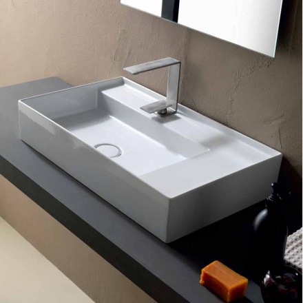 Håndvask keramisk støtte moderne design lavet i Italien Sun 65x40 cm Viadurini