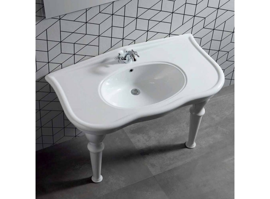 Håndvask med ben eller uden keramik L 110cm, fra Design Avise Viadurini