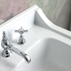 Konsol Håndvask i hvid keramik med dobbelt håndvask Fremstillet i Italien - Wollie Viadurini