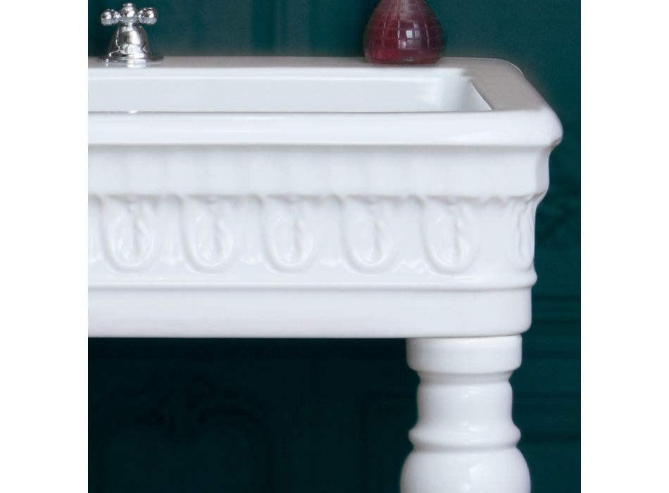 Konsol Håndvask i hvid keramik Lavet i Italien Klassisk design - Areta Viadurini