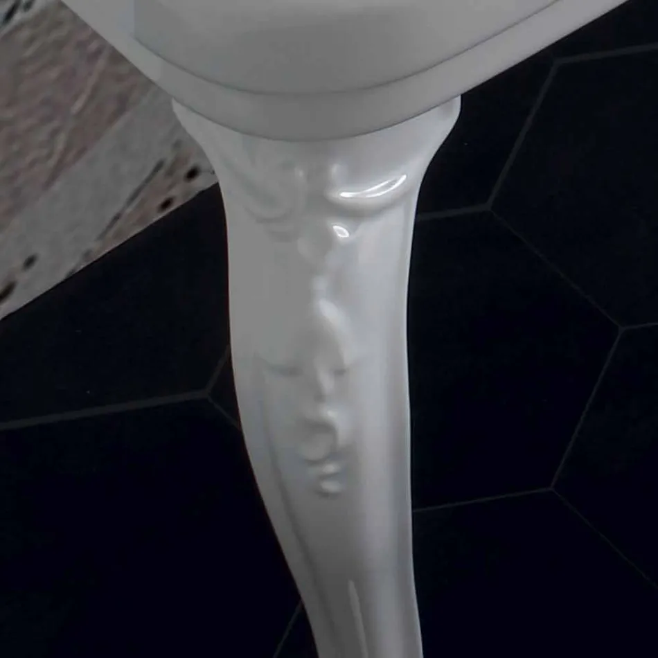 Konsol håndvask i hvid keramik af klassisk italiensk design, Swami Viadurini