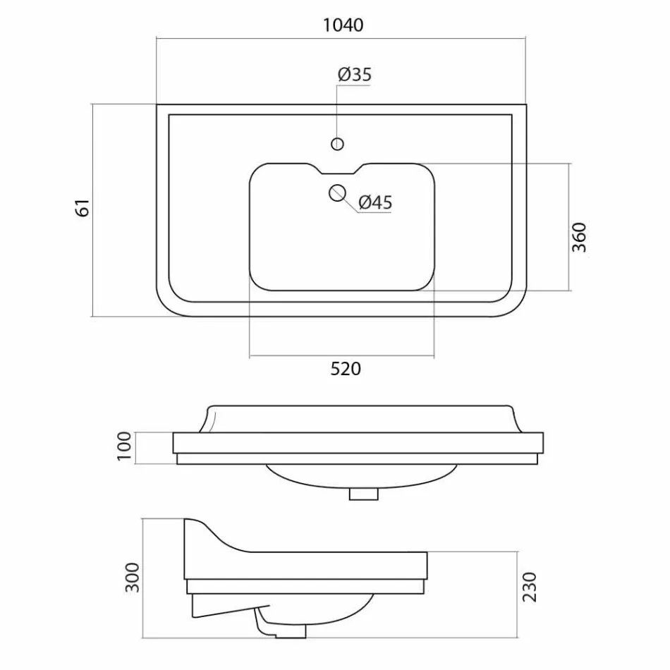 Konsol håndvask i hvid keramik af klassisk italiensk design, Swami Viadurini