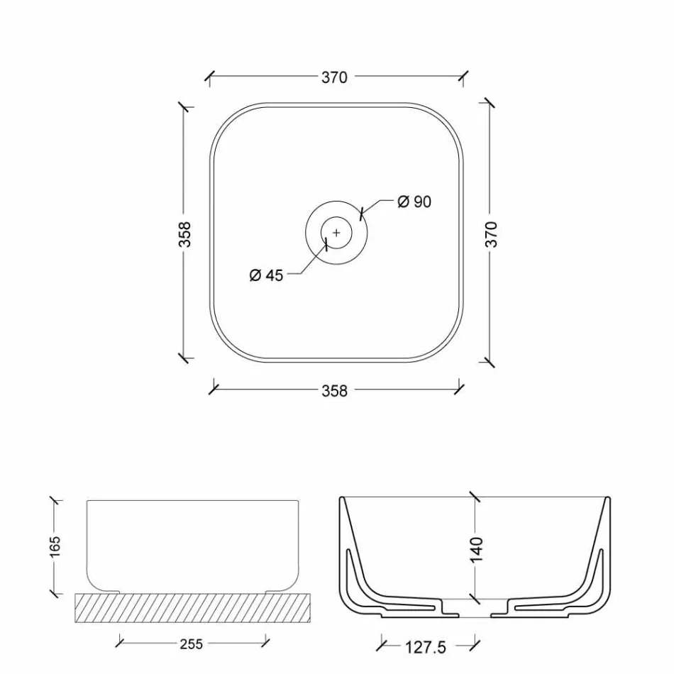 Sink lavet af keramisk 37x37cm Italien stjerne lavet, moderne design Viadurini
