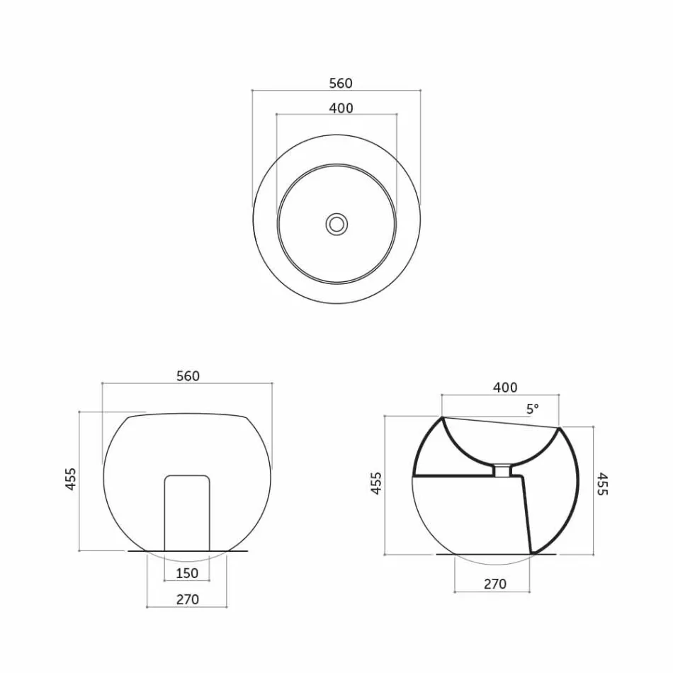 Kugleformet bordplade håndvask i farvet keramiske fliser Viadurini