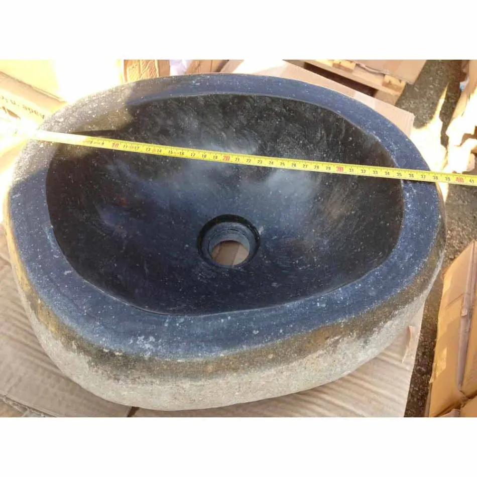 Håndvaskhåndvask i moderne flod natursten - Aurea Viadurini