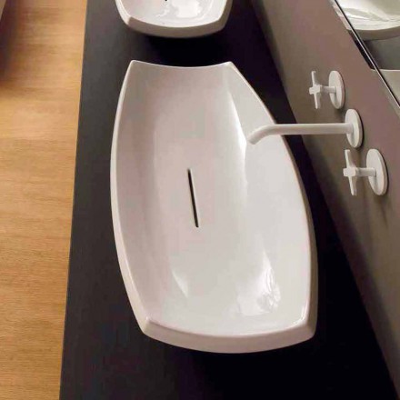 Hvid keramisk håndvask med moderne design lavet i Italien Laura Viadurini