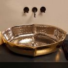 Countertop keramisk og guld håndvask lavet i Italien Oscar design Viadurini