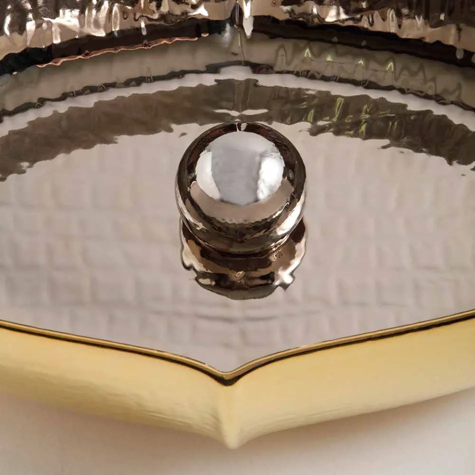 Countertop keramisk og guld håndvask lavet i Italien Oscar design Viadurini