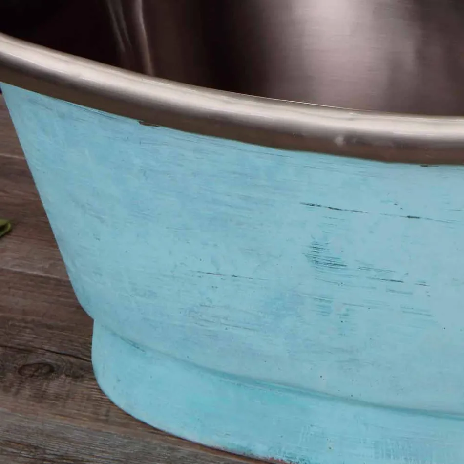 Håndvask færdig i hvid jern og spanskgrønt Cala Viadurini