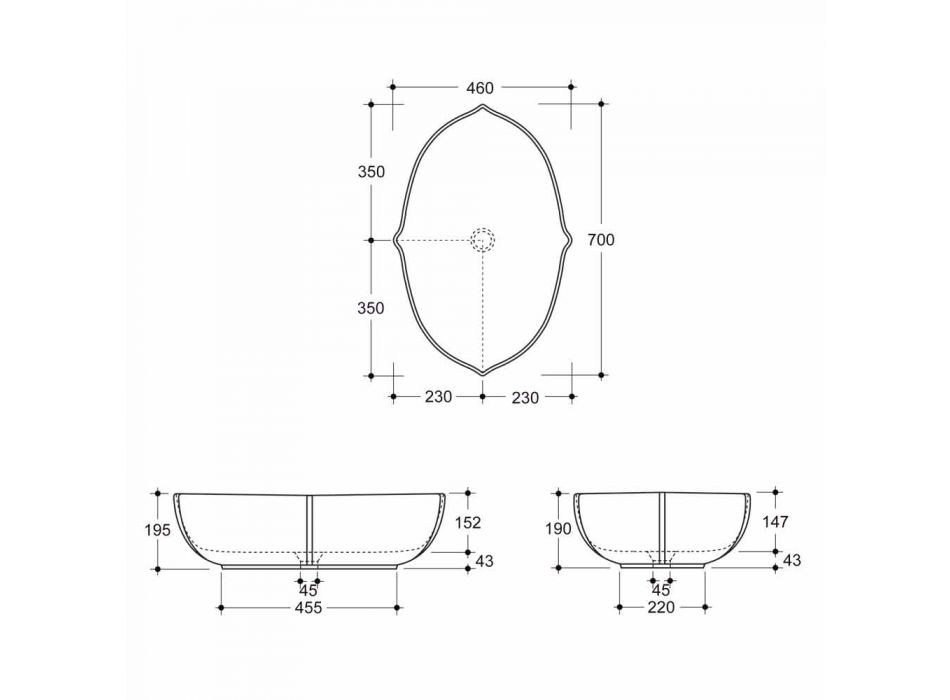Countertop design keramisk hvidguld håndvask lavet i Italien Oscar Viadurini