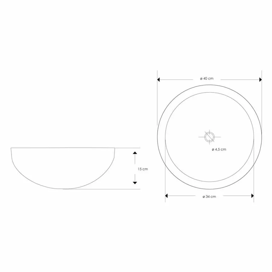 Rund design håndvask i håndarbejdet sort marmor - linned Viadurini