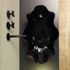 Håndvask i sort og guld keramisk design lavet i Italien Cubo Viadurini