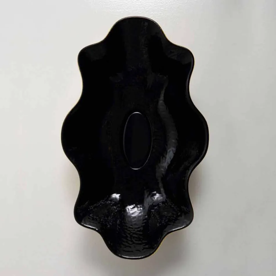 Håndvask i sort og guld keramisk design lavet i Italien Cubo Viadurini