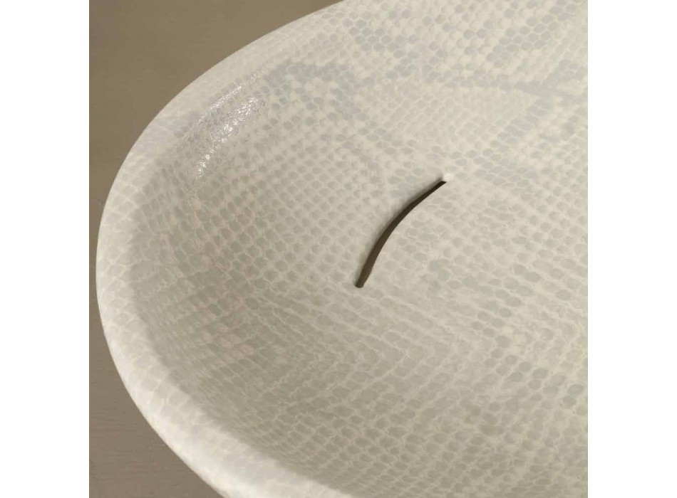 Hvid keramisk python design håndvask lavet i Italien Glossy Viadurini