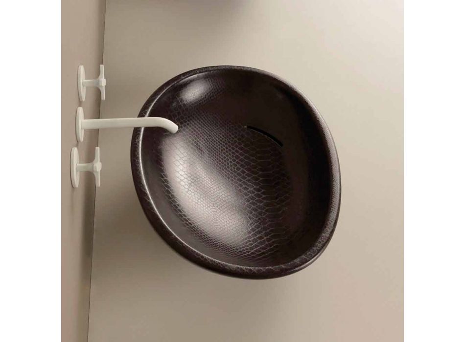 Countertop design keramisk sort python håndvask lavet i Italien Glossy Viadurini