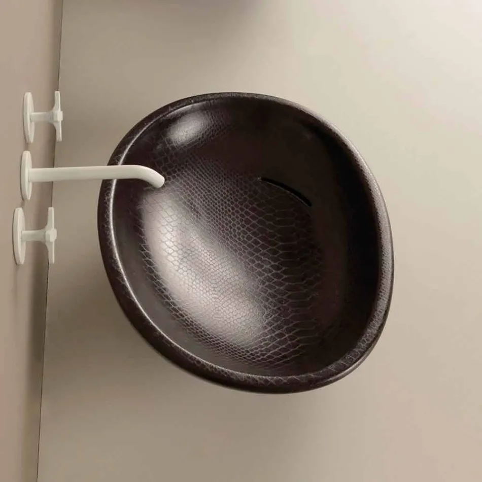 Countertop design keramisk sort python håndvask lavet i Italien Glossy Viadurini