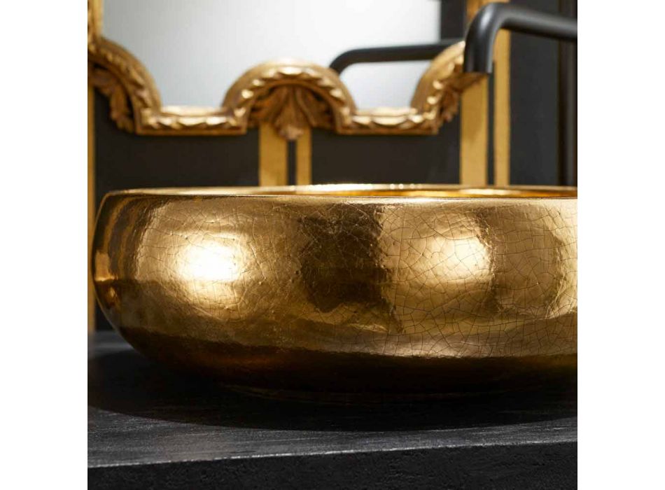 Guld raku design bordtæppe lavet i Italien, Ramon Viadurini