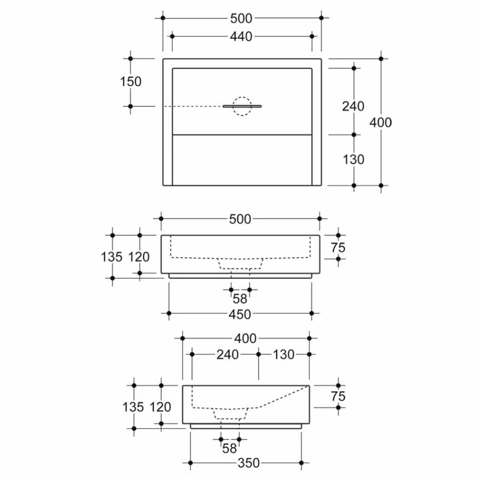 Design rektangulær keramisk håndvask lavet i Italien Dalia Viadurini