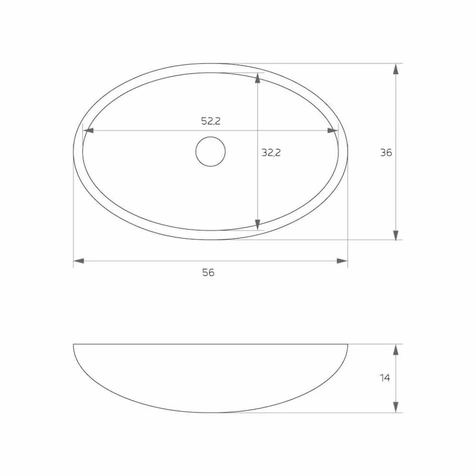 Oval fritstående håndvask i Italien, Frascati Viadurini