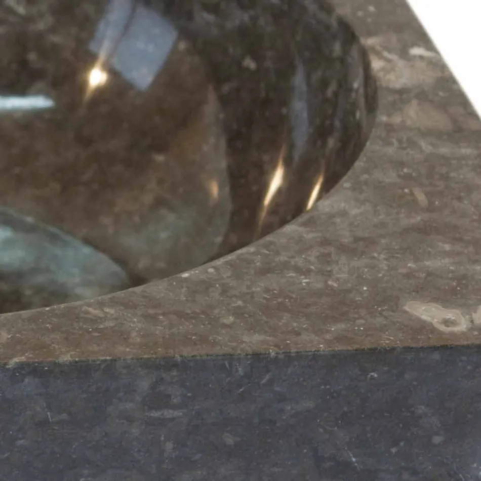 Kvadratisk grå håndvask i natursten Jiny Viadurini