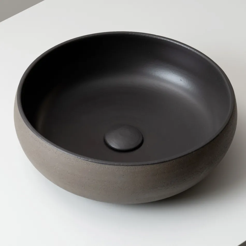 Hånddrejet lys eller mørk Raku-ler bordvask - Prisma Viadurini
