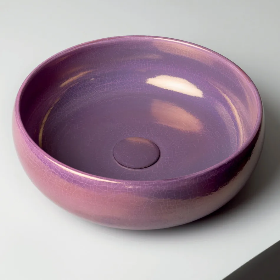 Raku lervask med metallisk krakeleret glans - Prisma Viadurini