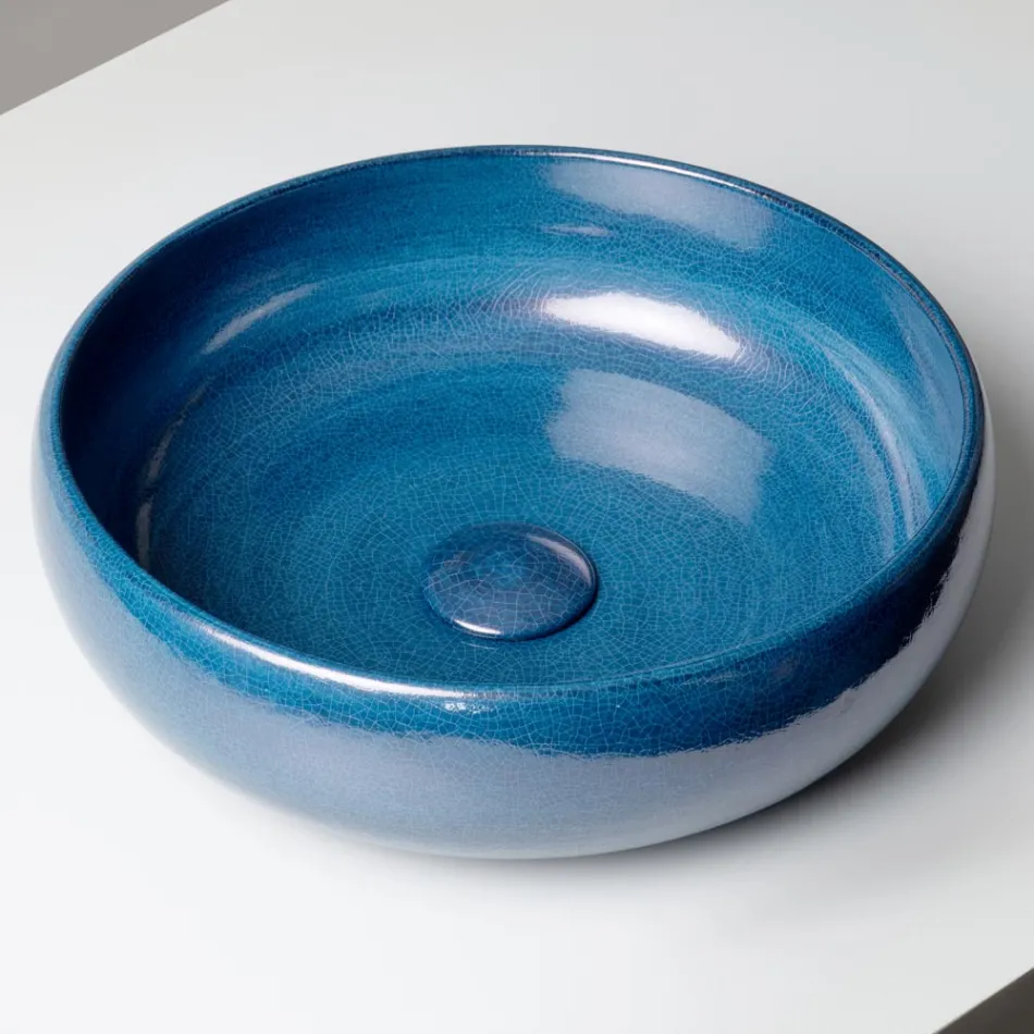 Raku lervask med metallisk krakeleret glans - Prisma Viadurini