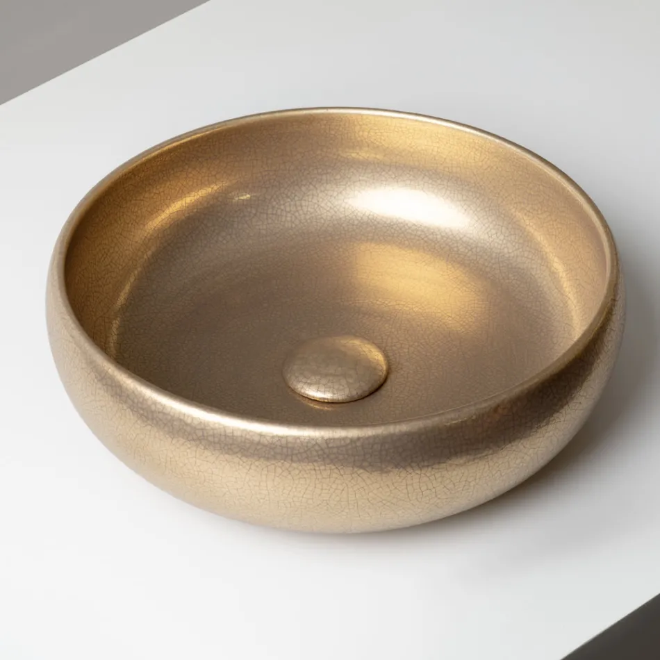 Hånddrejet metallisk Raku-lervask - Prisma Viadurini