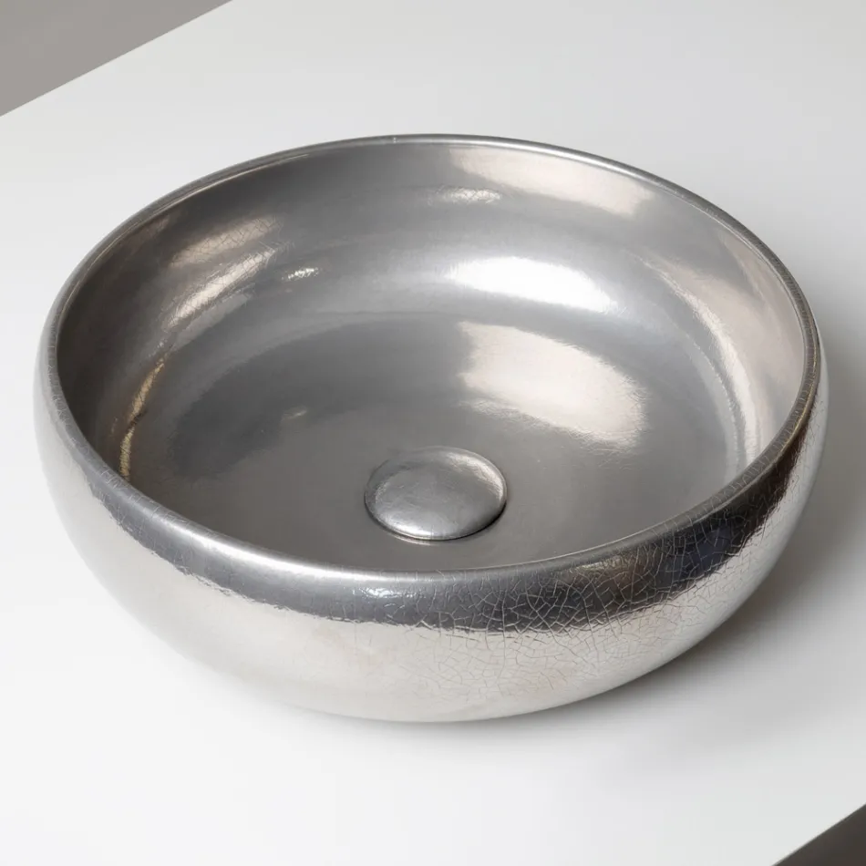 Hånddrejet metallisk Raku-lervask - Prisma Viadurini