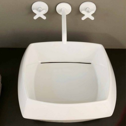 Håndvaske i hvidt keramisk design lavet i Italien Simon Viadurini