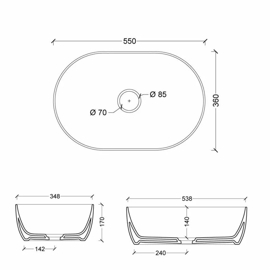 Håndvask i hvid keramik eller farvestoffer stjerne 55x35 lavet i Italien Viadurini