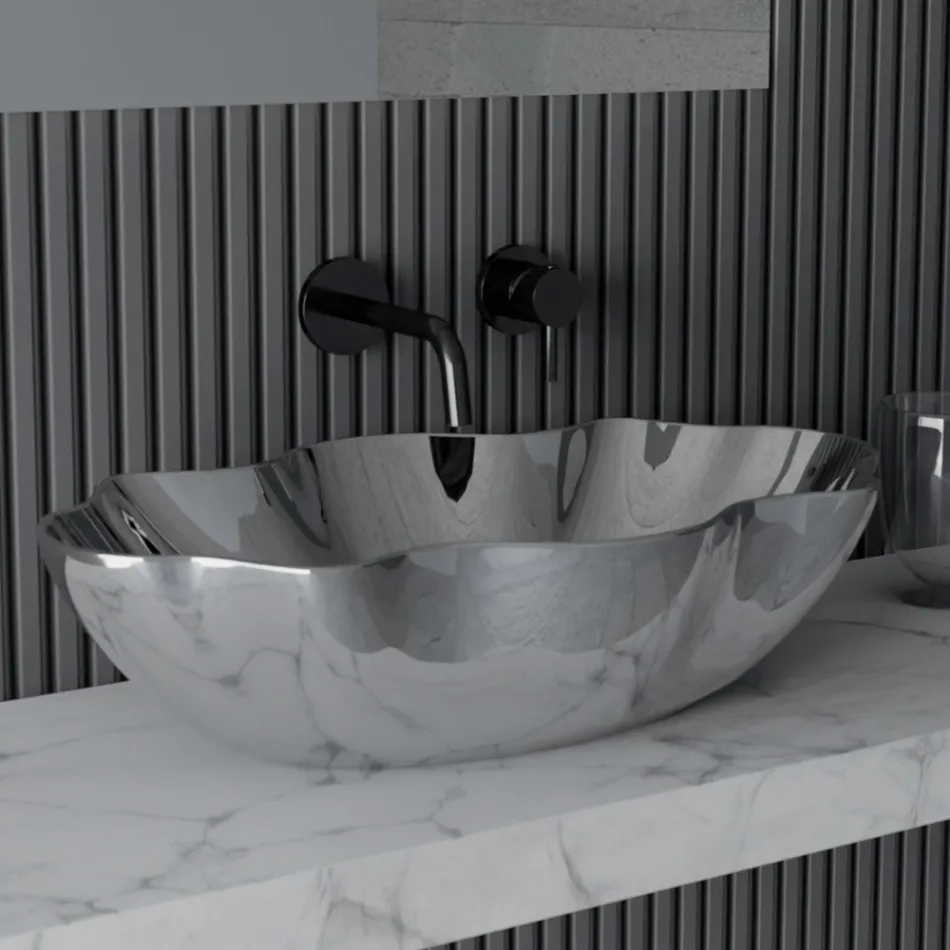 Bordplade håndvask i farvet keramik forskellige finish L 65 cm - Terning Viadurini