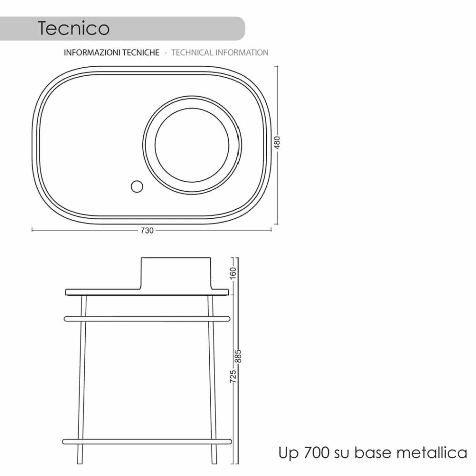 Håndvask i fuld keramiske metal base Marta Viadurini