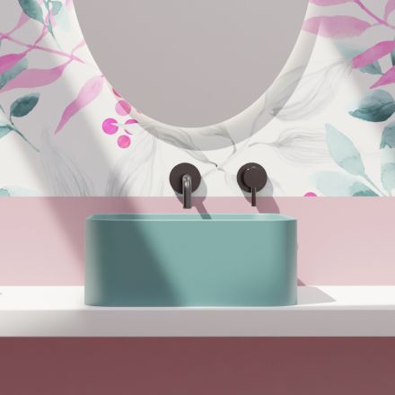 Bordplade keramisk håndvask med affald inkluderet Made in Italy - Box Viadurini