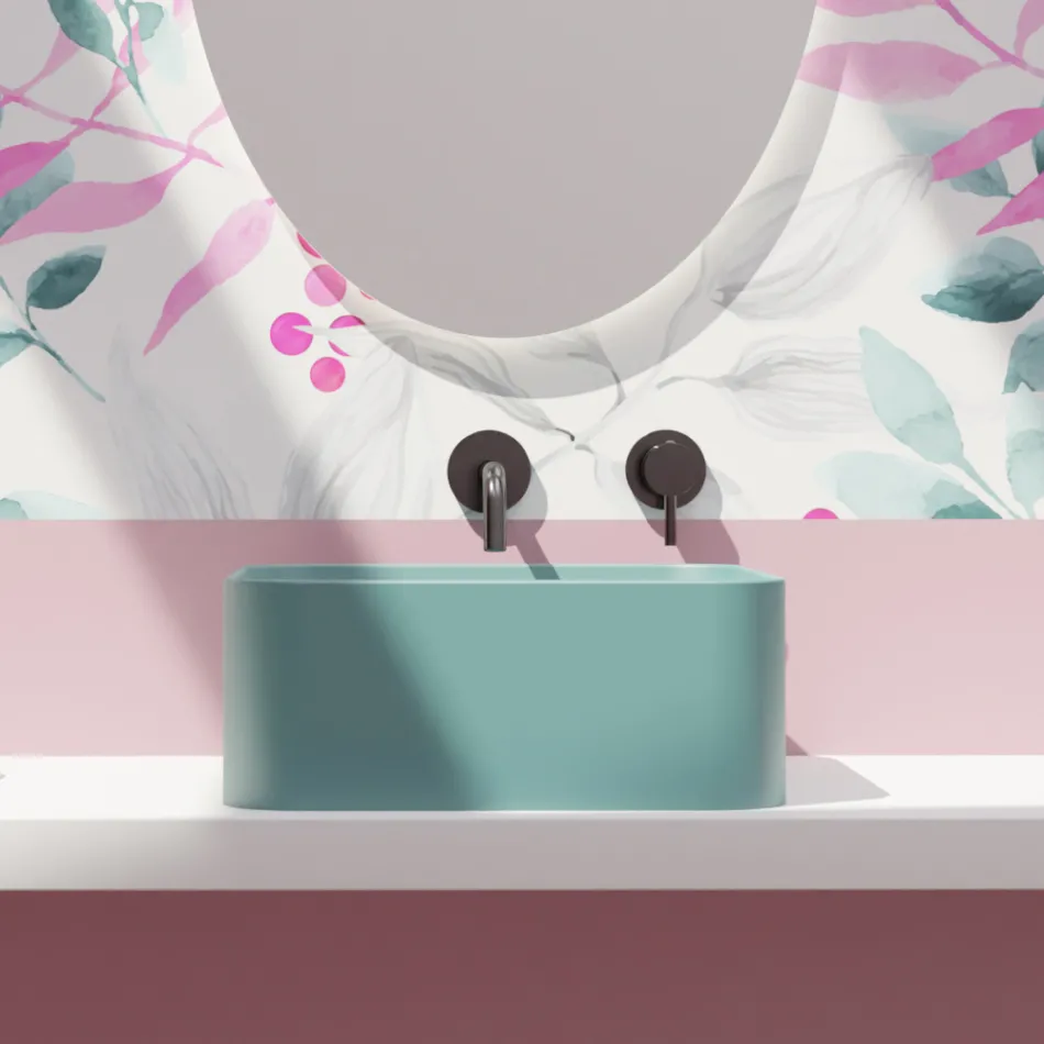 Bordplade keramisk håndvask med affald inkluderet Made in Italy - Box Viadurini