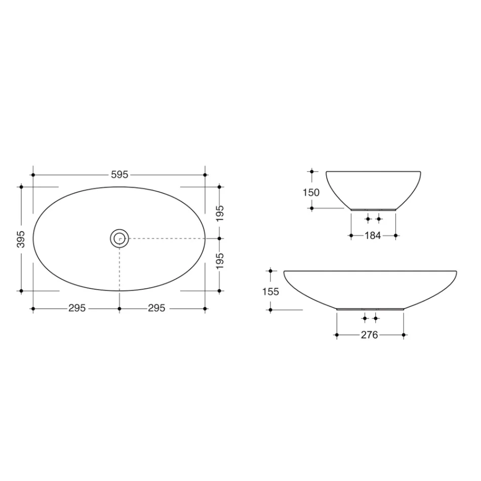 Bordvask i blank eller mat keramik Made in Italy - Færge Viadurini