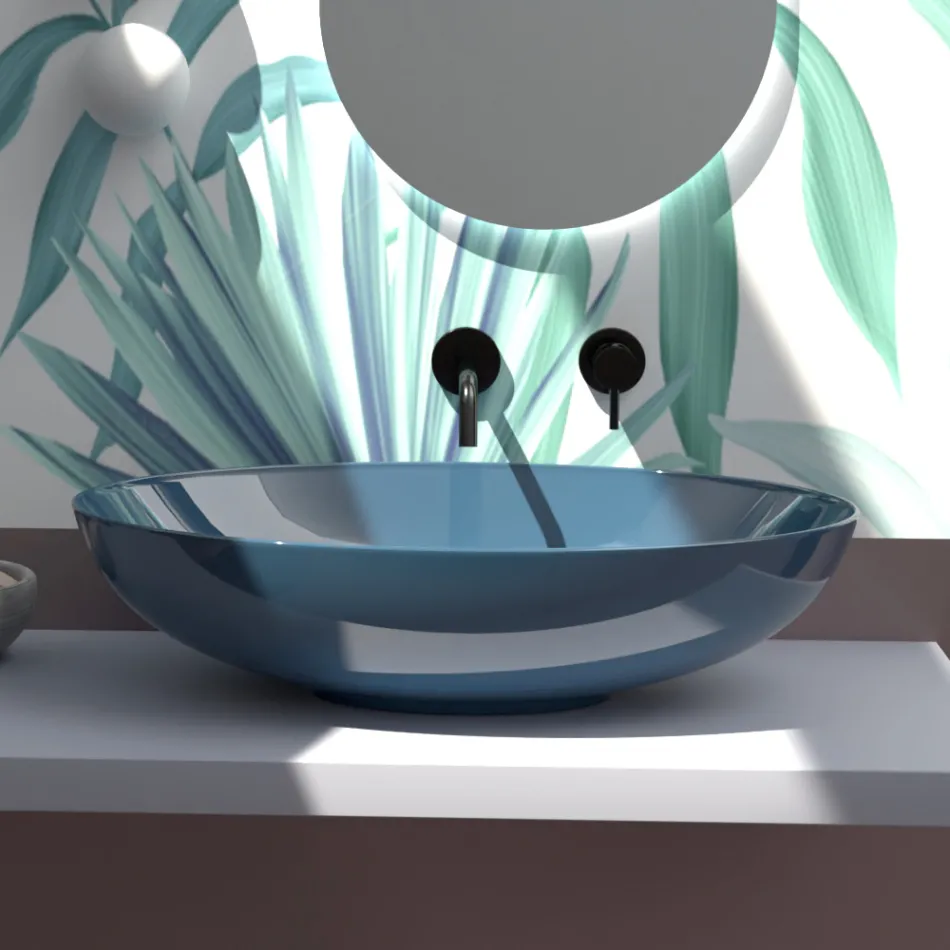 Bordvask i blank eller mat keramik Made in Italy - Færge Viadurini