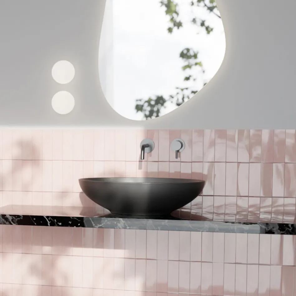 Bordvask i blank eller mat keramik Made in Italy - Færge Viadurini