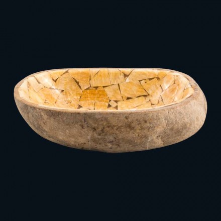 Håndvask i sten og Kelvin onyx sten, enkelt stykke Viadurini