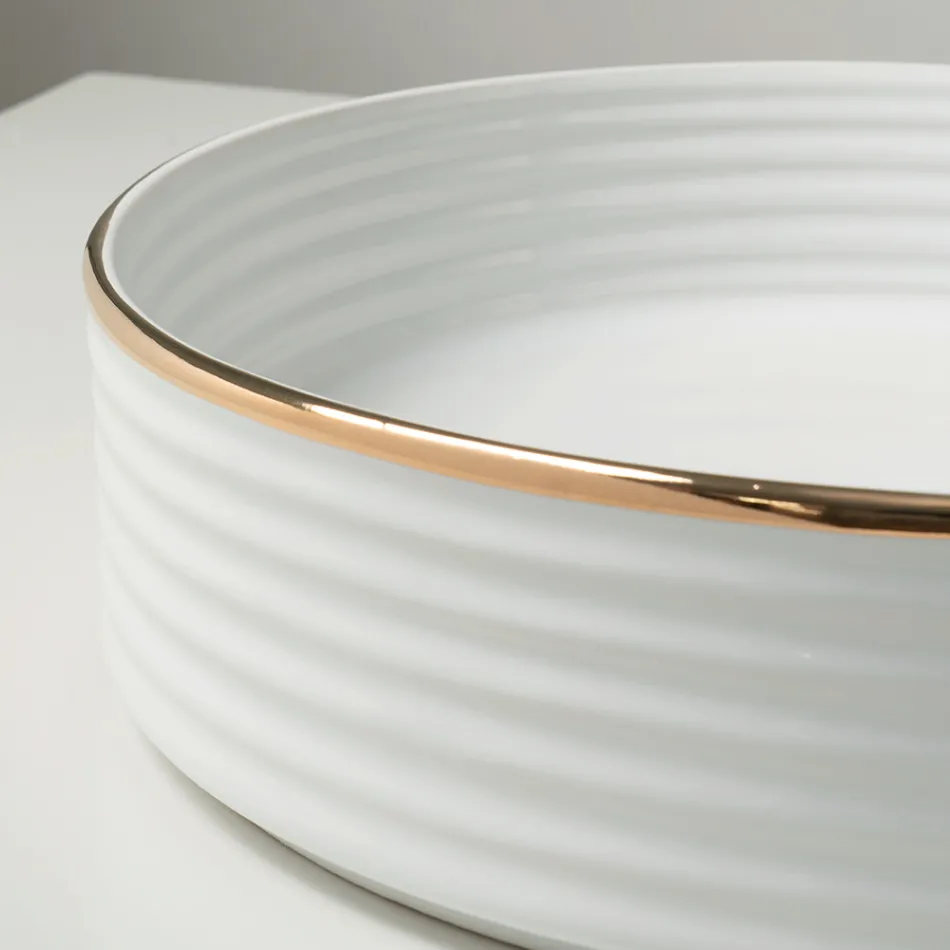 Bordvask i porcelænsstentøj med emaljeret kant - Vibration Viadurini