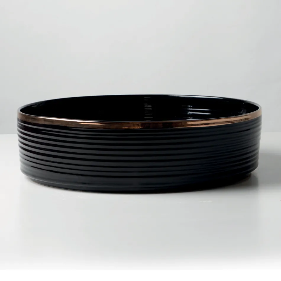 Bordvask i porcelænsstentøj med emaljeret kant - Vibration Viadurini