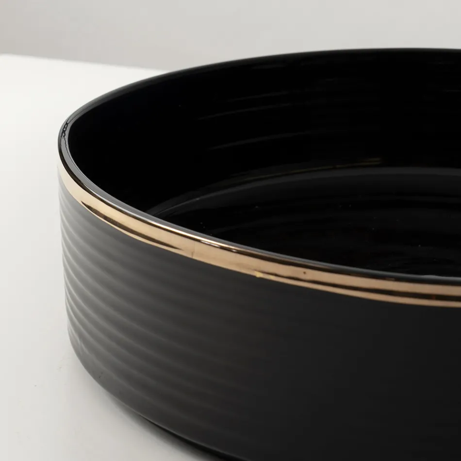 Bordvask i porcelænsstentøj med emaljeret kant - Vibration Viadurini