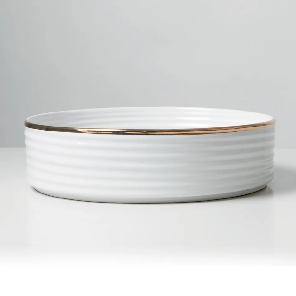 Bordvask i porcelænsstentøj med emaljeret kant - Vibration Viadurini