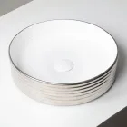 Bordvask i bølget porcelæn stentøj fremstillet i Italien - Vibrazione Viadurini