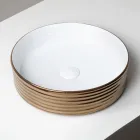 Bordvask i bølget porcelæn stentøj fremstillet i Italien - Vibrazione Viadurini