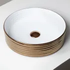 Bordvask i bølget porcelæn stentøj fremstillet i Italien - Vibrazione Viadurini