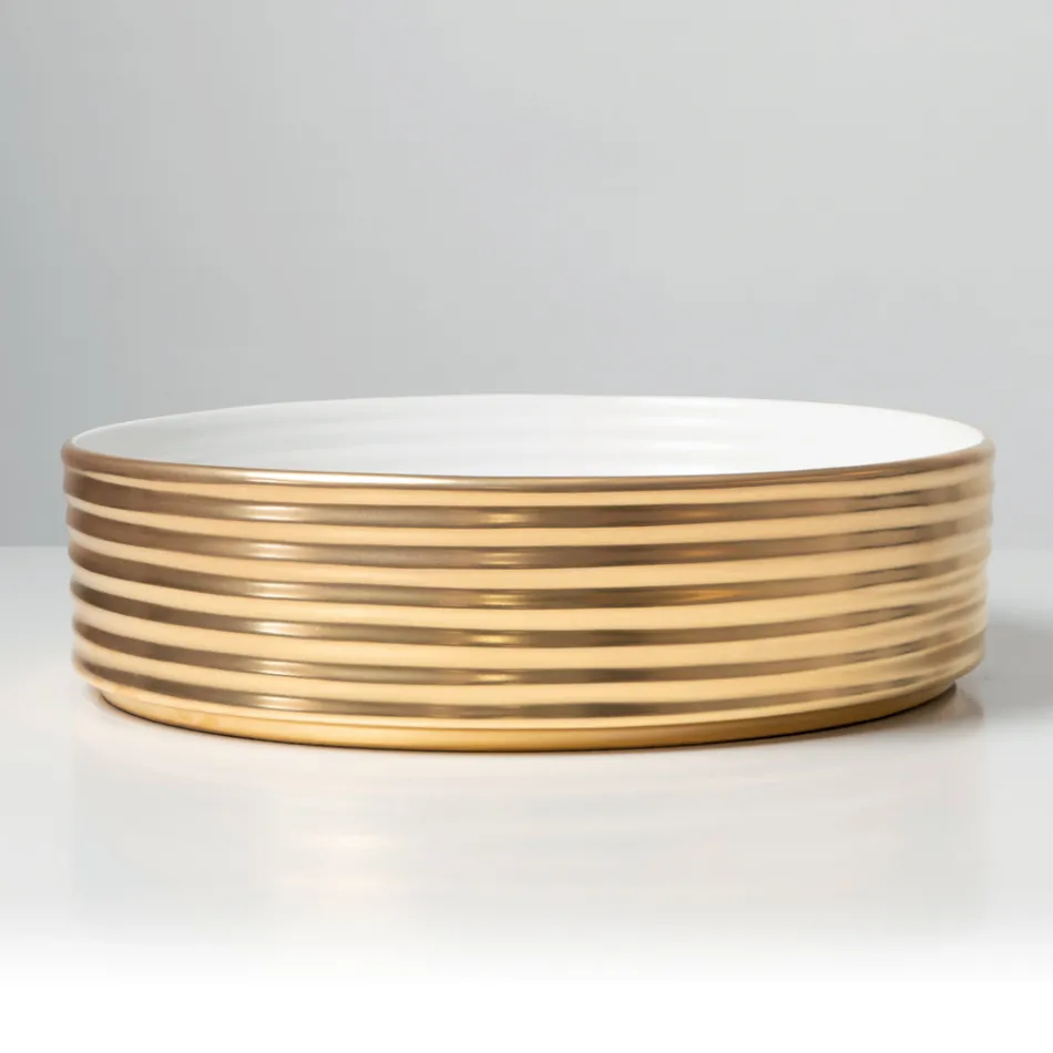 Bordvask i bølget porcelæn stentøj fremstillet i Italien - Vibrazione Viadurini