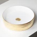 Bordvask i bølget porcelæn stentøj fremstillet i Italien - Vibrazione Viadurini