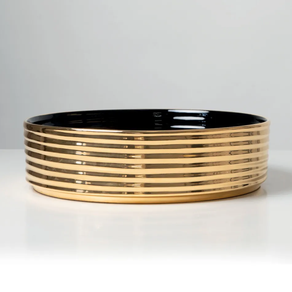 Bordvask i bølget porcelæn stentøj fremstillet i Italien - Vibrazione Viadurini