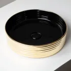 Bordvask i bølget porcelæn stentøj fremstillet i Italien - Vibrazione Viadurini